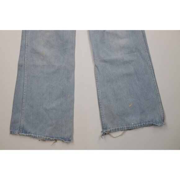 Vintage 70s Hang Ten Surfing Mens 32x32 Distressed Bell Bottoms Denim Jeans Blue - Picture 4 of 16